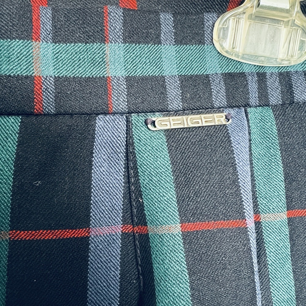 Geiger Of Austria VTG Plaid Pleated Skirt Blue SZ 40 Maxi Pockets Holiday Preppy - Picture 4 of 11